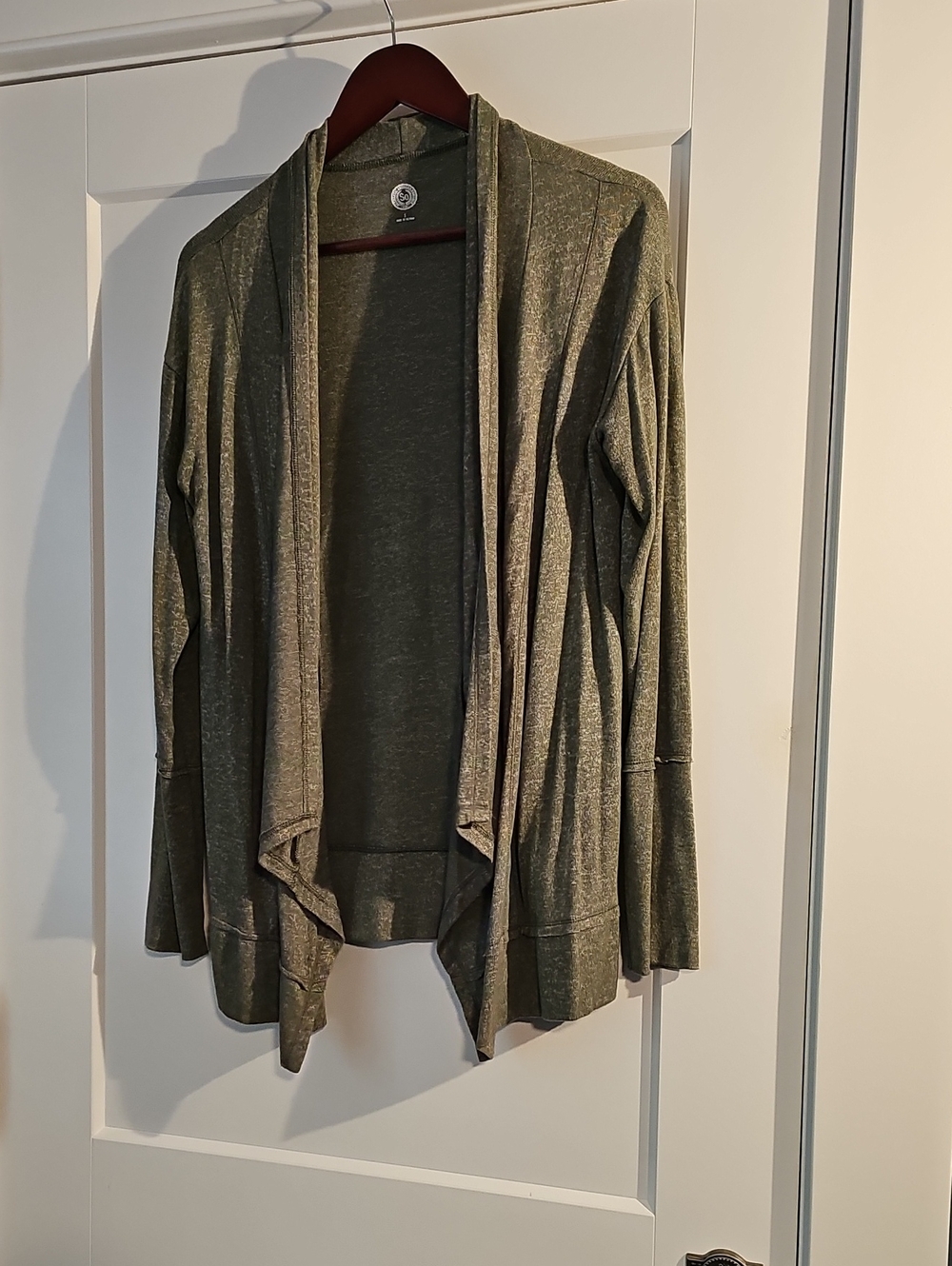 SO Olive Open-Front Draped Cardigan